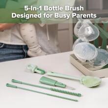 Haakaa 5-in-1 Cleaning Brush Set Art.BHK177-SG Silikona birste pudeļu un knupīšu mazgāšanai