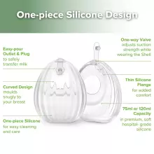 Haakaa Shell Wearable Silicone Breast Pumps Art.MHK185-R Накладки для сбора грудного молока + сумка ,2 шт 120мл