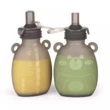 Haakaa Happy Bear Silicone Goody Pouch Art.MHK163 Силиконовый контейнер для  воды, пюре, соков ,2 шт.170мл
