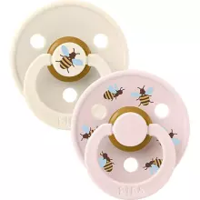 Bibs Studio Colour Round Fusion Art.263671 Bumblebee Ivory Mix Apaļš māneklītis (knupītis) no 100% naturāla kaučuka no 6-18 mēn. (2 gb.)
