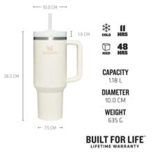 Termokrūze ar salmiņu The Quencher H2.O FlowState Tumbler 1.18L krēmkrāsā