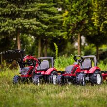 FALK Sarkan Pedāļu Traktors Valtra S4 ar Piekabi Bērniem no 3 Gadiem