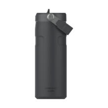 Termopudele ar salmiņu The IceFlow Bottle Flip Straw 2.0 0,47L melna 2.0 
