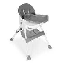 Child feeding chair with tray and basket, 5-point harness, gray, ECOTOYS