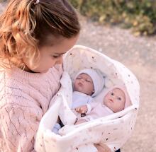 Arias Twin Babies with White Cradle, 26 cm