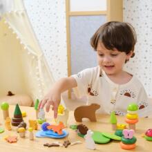 VIGA Wooden Colorful Blocks Forest Tales Box 58 pcs