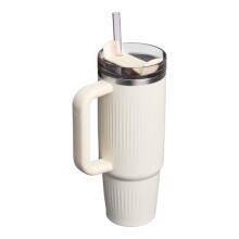Termokrūze ar salmiņu The Quencher H2.0 Fluted Tumbler 0.89L glancētā krēmkrāsā