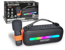 BONTEMPI TECH wireless speaker with wireless microphone & RGB lights, 491050
