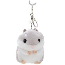 Plush Hamster Mascot Keychain Gray 10cm