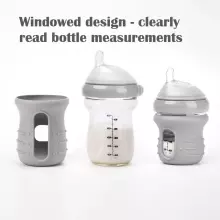 Haakaa Silicone Glass Baby Bottle Cover Art.BHK122 silikona piedurkne stiklam ar platu kaklu pudelei 120 ml