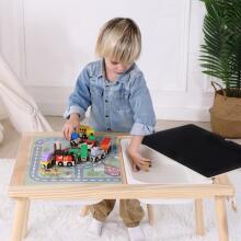 WOOPIE GREEN Wooden Activity Table 4in1 Chalkboard City Map Paper Drawing Roll
