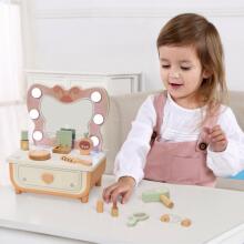 TOOKY TOY Wooden Butterfly Vanity with LED Light + Cosmetics
