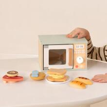 TOOKY TOY Koka mikroviļņu krāsns virtuves komplekts ar pārtikas produktiem