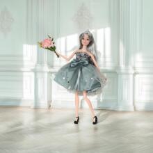 WOOPIE ROYAL Doll Emi in an Elegant Tulle Dress with a Bow and Bouquet
