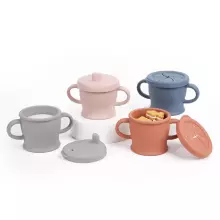 Haakaa Silicone Sip-N-Snack Cup   Art.BHK125-BH Blush  Силиконовый контейнер/кружечка 2 в 1  с крышкой Click Lock.