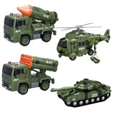 WOOPIE Militārā transportlīdzekļu komplekts ar palaišanas tanku helikopteru 4 gab. 1:20 mērogā