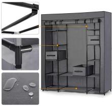 Large textile wardrobe with drawers Massido - graphite