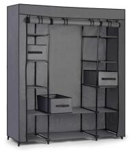 Large textile wardrobe with drawers Massido - graphite