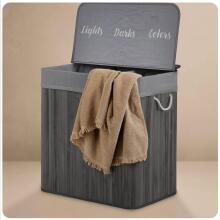 Bamboo laundry basket with lid 150 l Massido