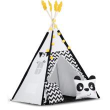 Tipi Tent for Kids with Garland and Lights Nukido Black and White with Panda