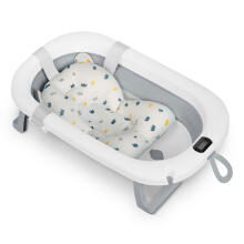 Складная ванночка для детей, младенцев с термометром и вставкой Ricokids RK-287 бело-серая