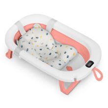 Складная ванночка для детей, младенцев с термометром и вставкой Ricokids RK-287 бело-розовая