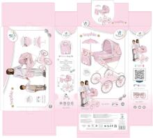 DeCuevas Toys Sophie Art.81075 Leļļu rati ar kulbiņu un somu
