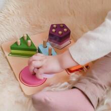 TOOKY TOY Koka ģeometriskais šķirotājs mācīšanās formām un skaitīšanai