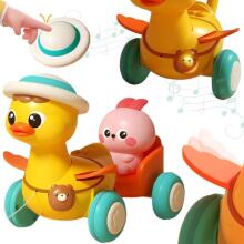 WOOPIE BABY Жёлтая утка с розовой зайчонком в прицепе