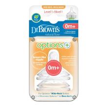Dr. Brown's WN1201 Wide Neck Nipple Level 1 for OPTIONS+ Bottles 2-Pack