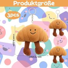 Брелок-круассан Jellycat, плюшевый брелок, милый мягкий брелок в виде круассана для украшения сумок, набор из 3 штук.