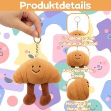 Брелок-круассан Jellycat, плюшевый брелок, милый мягкий брелок в виде круассана для украшения сумок, набор из 3 штук.