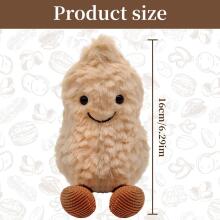 16 cm Peanut Cuddly Toy, Peanut Plush Doll with Smiling Face, Amuseable Peanut Plushie with Legs, Decoration and Gift Idea for Birthday and Party