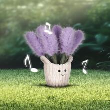 Apricot Lamb Lavender Flower Basket Flower Plush Toys for Children, Soft Cute Cuddly Toy for Baby Girls and Boys, Fluffy Lavender Purple 26 cm