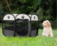 Universal foldable playpen, cage for dogs and cats - gray