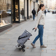 Salokāms iepirkumu ratiņš ar maisu 30 litri trīskāršie riteņi termālais kabata ModernHome