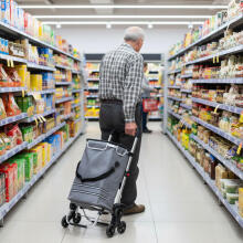 Salokāms iepirkumu ratiņš ar maisu 30 litri trīskāršie riteņi termālais kabata ModernHome