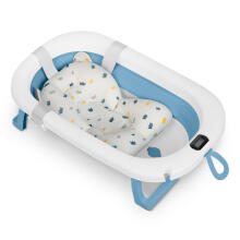 Foldable bathtub for children, infants with thermometer and insert RK-287 white-blue