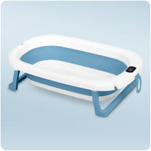 Foldable bathtub for children, infants with thermometer and insert RK-287 white-blue