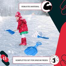 Kids World Snow Play Set Art.274266 Комплект: Санки-ледянки классической формы с ручкой/лопатка с деревянной ручкой/Машина для снежков
