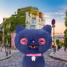 Fuggler Alley Cats (Cheezee) – Funny Ugly Monster Plush Toy with Human-Like Teeth