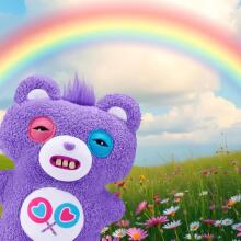 Fuggler Care Bears 23 cm Plush Toy (Share Bear) by ZURU - Funny Ugly Monster Cuddly Toy with Human-like Teeth, Collectable Plush for Children, Teenagers, Adults & Crossover Fans