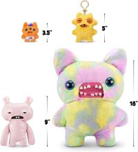 FUGGLER - Набор из 2 плюшевых игрушек Ugly Pets, серия 1, 9 дюймов (Сквидж - бесшерстная крыса и Рик-О - чёрный кот)