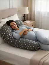 La Bebe™ Moon Cotton Maternity Pillow Art.60608156 Nordic Bloom. Large pregnancy pillow with Memory Foam filling (especially soft and quiet filling)