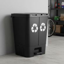 40L Dual Compartment Trash Can Double Bin for Waste and Recycling Black