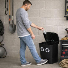 40L Dual Compartment Trash Can Double Bin for Waste and Recycling Black