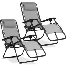 Folding garden lounger with cushion Sofotel ChillWell set of 2 gray