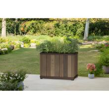 Deco Rectangle Tall Planter Walnut Flower Pot