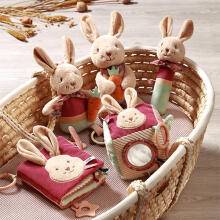 No Baby Squeaky Rabbit Karo with teether Art.1682 Plīša pīkstulis un zobgrauznis Zaķis Karo