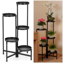Flower stand 78.5 cm metal flower stand with 5 shelves multi-level loft for living room black